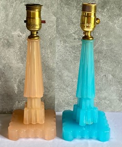 lot 11 image: Two Art Deco Houze Glass Table Lamps