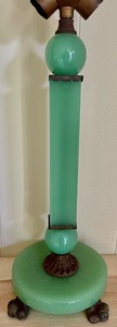 lot 34 image: Gorgeous Double Socket Nile Green Vintage Houze Footed Table Lamp