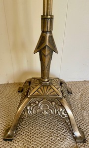 lot 38 image: Beautiful Brass Art Deco Double Socket Vintage Floor Lamp