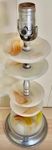 lot 44 image: Unique Vintage Houze Akro Agate Swirl Design Table Lamp