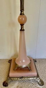 lot 43 image: Vintage Houze Pink Onyx Double Socket Floor Lamp