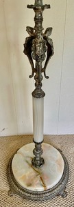 lot 48 image: Fabulous Vintage Onyx Bridge Floor Lamp with Lion Figurine Figural