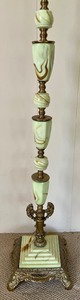 lot 112 image: Vintage Art Deco Soft Pistachio Green Akro Agate Floor Bridge Lamp