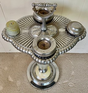 lot 119 image: Antique Art Deco Slag Glass Smoking Stand