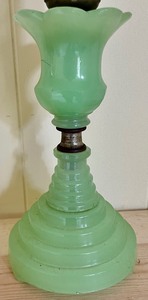 lot 122 image: Petite Houze Glass Jadeite Lamp or Houze Nile Green Dresser Lamp