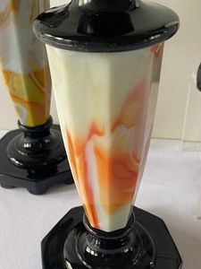 lot 126 image: Three Globe Speciality Company Akro Agate Swirl Slag Glass Lamps