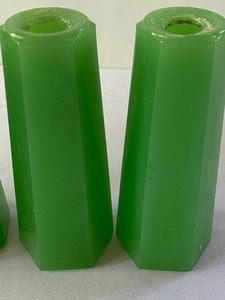 lot 91 image: Four Vintage Jadeite Lamp Spacers