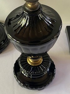 lot 89 image: Three Black Art Deco Houze Lamps