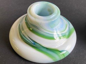 lot 78 image: Four Houze Glass Marblex Slag Glass Candle Holders