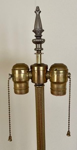 lot 129 image: Antique Art Deco Soft Pistachio Green Akro Agate Standing Floor Lamp