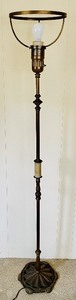 lot 132 image: Antique Torchere Style Floor Lamp with Akro Agate Accents