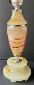 lot 146 image: Vintage Houze Glass Swirled Akro Agate Table Lamp