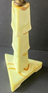 lot 178 image: Rare Modernist Veined Onyx House Lamp or Swirled Slag Glass Art Deco Houze Glass Lamp