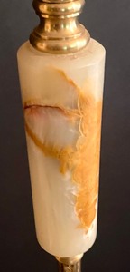 lot 29 image: Vintage Double Arm Floor Lamp with Alabaster Accents and a Stunning Base