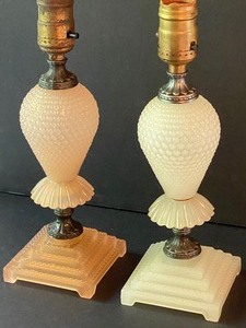 lot 198 image: Two Vintage Hobnail Houze Boudoir Lamps