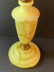lot 199 image: Vintage Houze Swirl Slag Glass Lamp or Vintage Houze Veined Onyx Lamp