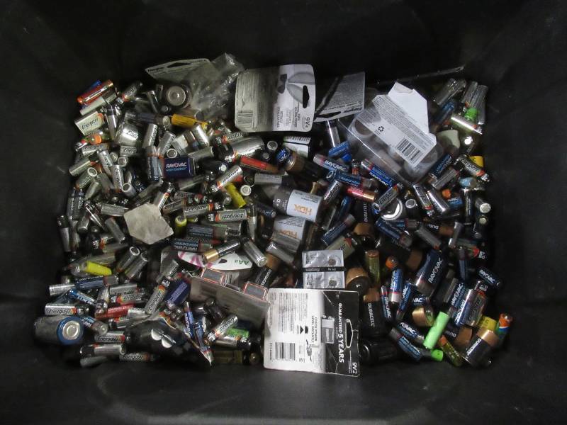 lot 530 image: Bin Full of Batteries Mainly AA. Used a few times to test Remotes, Small Appliances and Housewares.