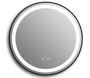 lot 13 image: Ello & Allo 24 in. W x 24 in. H Round Aluminum Framed LED Light with 3-Color and Anti-Fog Wall Mount Bathroom Vanity Mirror - Unclaimed Freight