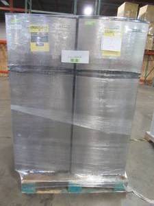 lot 1 image: LARGE WHOLESALESALVAGE PALLET (4 Pieces) OF THOMPSON 7.5 Cu. Ft. TOP FREEZER REFRIGERATORS