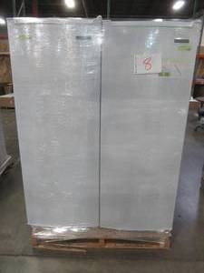 lot 8 image: LARGE WHOLESALESALVAGE PALLET (4 Pieces) OF 6.5 Cu. Ft. UPRIGHT FREEZERS (Bad PlugsChewed Up Cords - Untested)