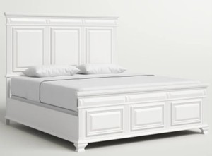 lot 11 image: Three Ports Grantham King Solid Wood Low Profile Standard Bed, King, CY700KHF in White. - Head and Foot Board Only
