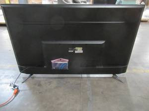 lot 907 image: Element 65 4K UHD Frameless Roku TV, E4FAB65R - Includes Remote - Cut At Top LH Side of screen.