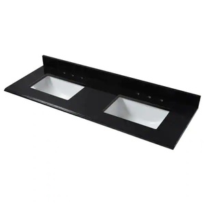 lot 71 image: Home Decorators Collection 61 in. W x 22 in. D Granite Double Trough Sink Vanity Top in Midnight Black