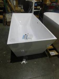 lot 36 image: Valence 67 in. Acrylic Flatbottom Rectangle Bathtub with Matte Black Overflow and Drain Included in White