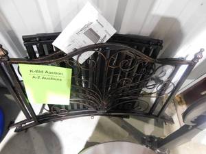 lot 53 image: Outsunny 46.75 in. x 28.25 in. x 27 in. Metal Arched Decorative Garden Bridge with Ornate Side Rails