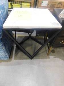 lot 66 image: Picket House Furnishings Conner Square Marble End Table in Marble