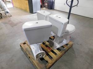 lot 92 image: (3) Niagara Stealth 2-Piece 0.95 GPF Rear-Outlet Single Flush Elongated Toilet with Stealth Technology in White, Seat Not Included