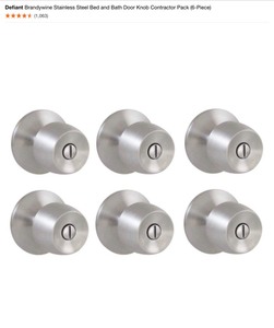 Defiant Brandywine Stainless Steel Bed and Bath Door Knob Contractor Pack (6-Piece). See Pictures