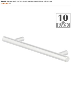 (3) Everbilt Stainless Bar 5-116 in. (128 mm) Stainless Classic Cabinet Pull (10-Pack). See Pictures
