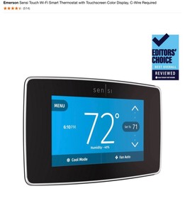 (2) Emerson Sensi Touch Wi-Fi Smart Thermostat with Touchscreen Color Display, C-Wire Required. See Pictures