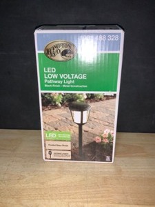 Hampton Bay Low-Voltage Black Outdoor Integrated LED Landscape Path Light with Frosted Inner Lens. See Pictures