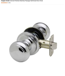 (4) Copper Creek Colonial BlackStainless steel Passage HallCloset Door Knob. See Pictures