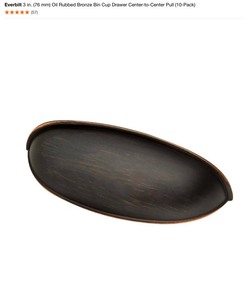 Everbilt 3 in. (76 mm) Oil Rubbed Bronze Bin Cup Drawer Center-to-Center Pull (10-Pack). See Pictures