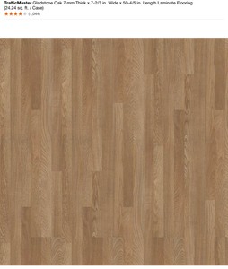 (8) Cases of TrafficMaster Gladstone Oak 7 mm Thick x 7-23 in. Wide x 50-45 in. Length Laminate Flooring (24.24 sq. ft.  Case). See Pictures
