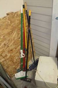 lot 38 image: Lot of (5) Assorted Floor Cleaning Tools - Brooms, Brushes