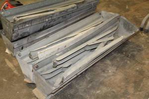 lot 61 image: Lot of (2) Metal Collapsible Sawhorses