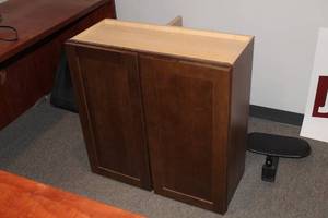 lot 137 image: Wood Office Cabinet 3-shelf2-door