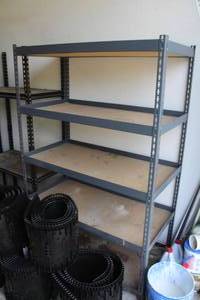 lot 121 image: Grey MetalWood Shelf Shelving Unit 5-shelf