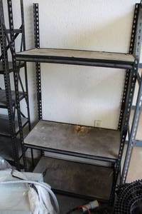 lot 122 image: Black MetalWood Shelf Shelving Unit 3-shelf