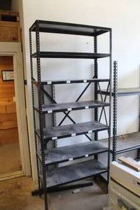 lot 123 image: Black Metal Shelving Unit 7-shelf
