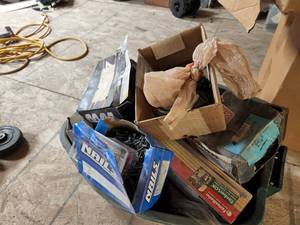 lot 186 image: Bin of Misc. Nails, Screws, Fasteners