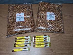 lot 126 image: Two (2) 5 lb. Bags of Dried Chili & 10 Packets of French Caf Instant Coffee - X