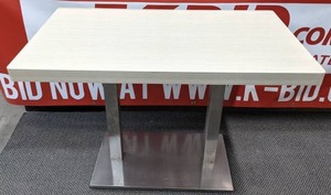 lot 155 image: White Rectangular Dining Table with Chrome Base - X