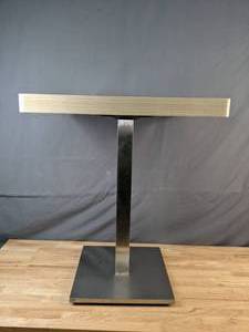 lot 31 image: Metal Pedestal Table with Laminate Wooden Top - X