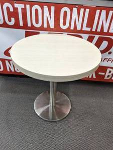 lot 129 image: Round Caf Table with Chrome Pedestal Base - X
