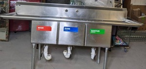 lot 23 image: Stainless Steel 84 3 Compartment Sink - X